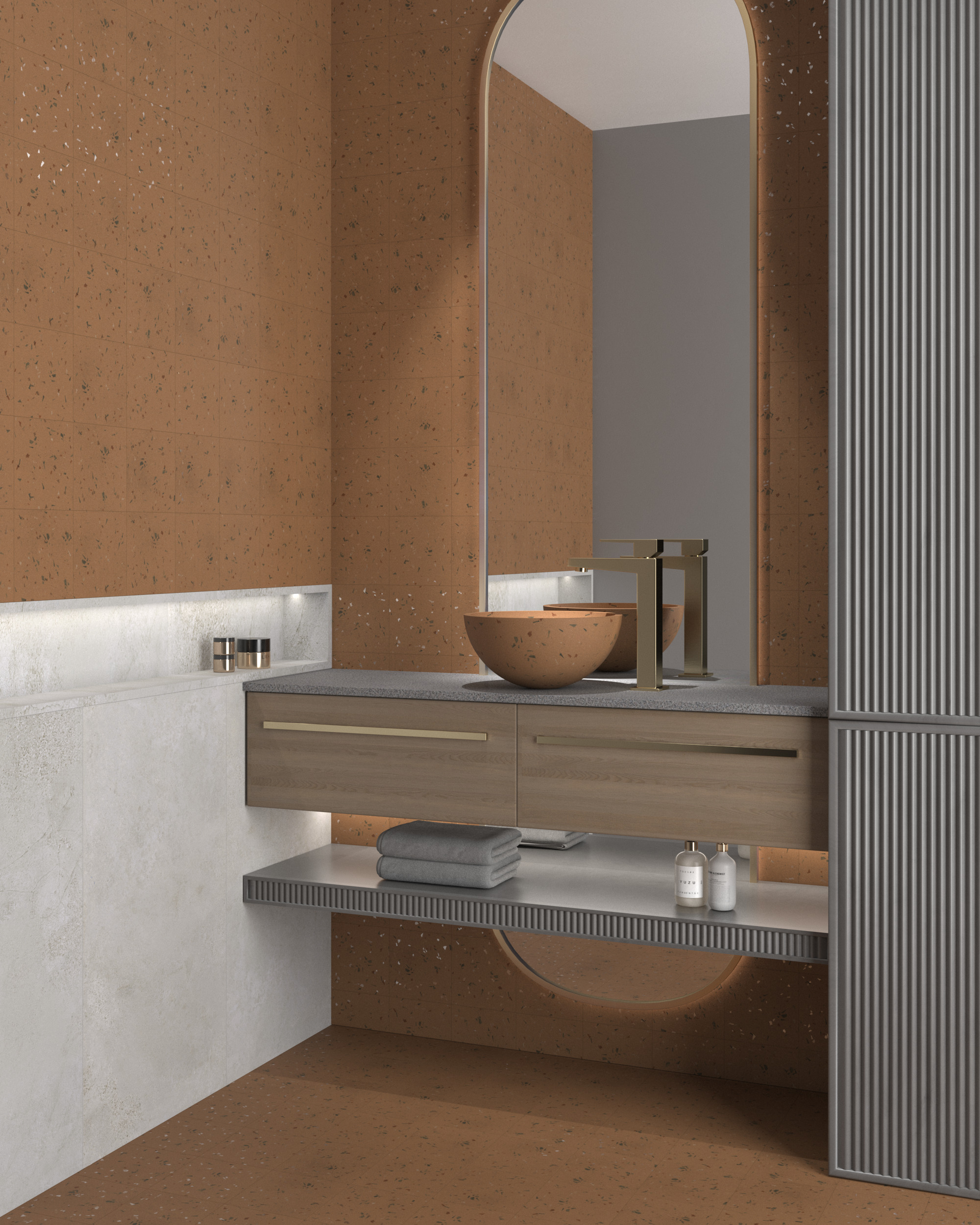 Fragmenta Terracota 20x20 3 | amb fragmenta terracota 20x20 lavabo terracota zement grey 60x120 Fragmenta Terracota 20x20 - Image 3
