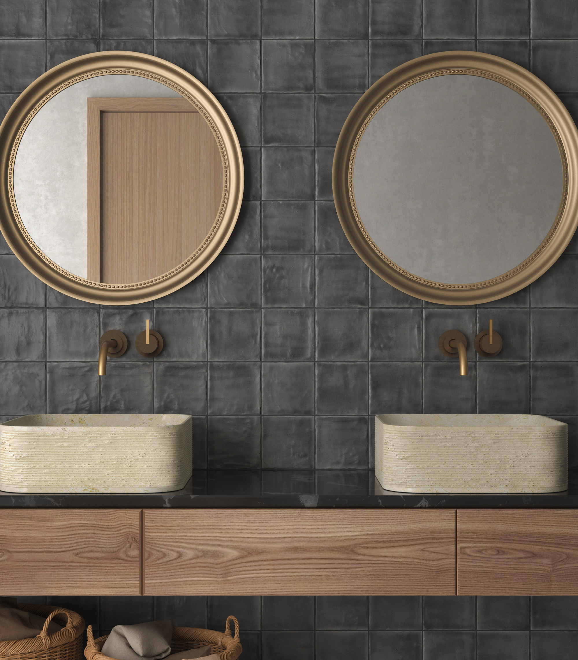 Riad Carbon 12,5x12,5 Muestra 3 | amb riad carbon 125x125 lavabo tivoli cuadrado Riad Carbon 12,5x12,5 Muestra - Imagen 3