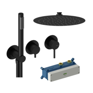 Loop Silicona Kit Monomando Mural Horizontal Ducha, Rociador y Teleducha - Negro mate