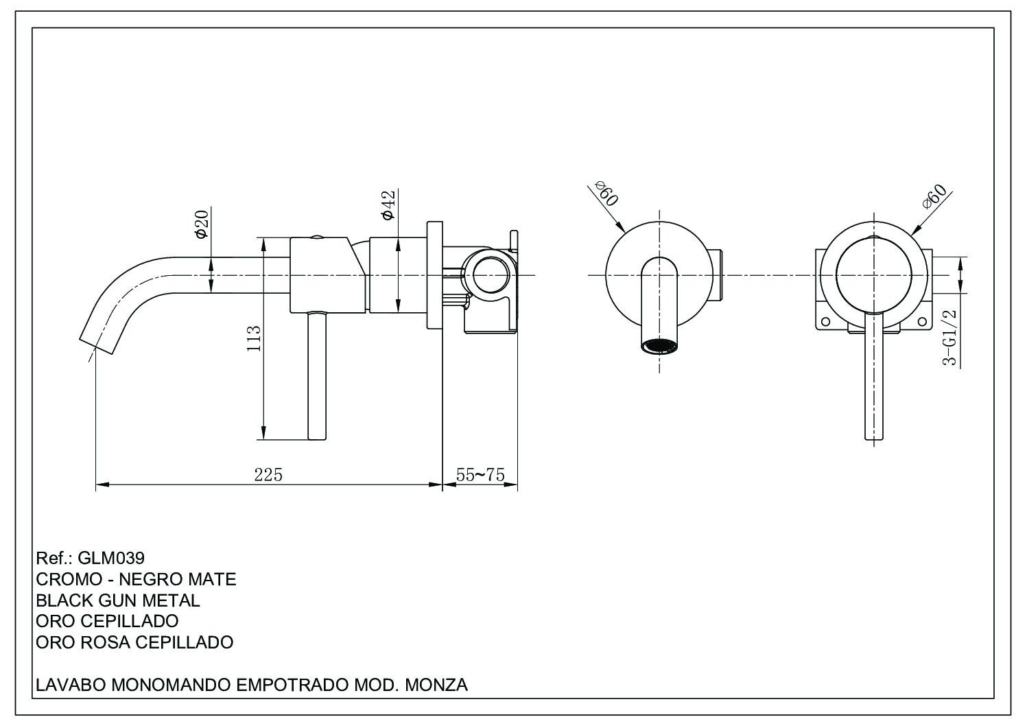 Monomando de Lavabo Empotrado Monza Black Gun Metal 4 | Amatile Monomando de Lavabo Empotrado Monza Black Gun Metal - Imagen 4